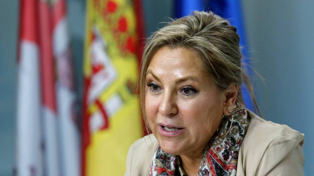 La portavoz de la Junta, Rosa Valdeón, durante su comparecencia.-Ical