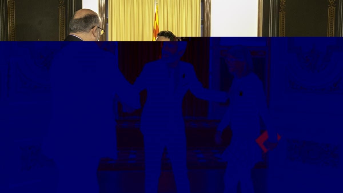 Roger Torrent, Elsa Artadi y Eduard Pujol.-JOAN CORTADELLAS