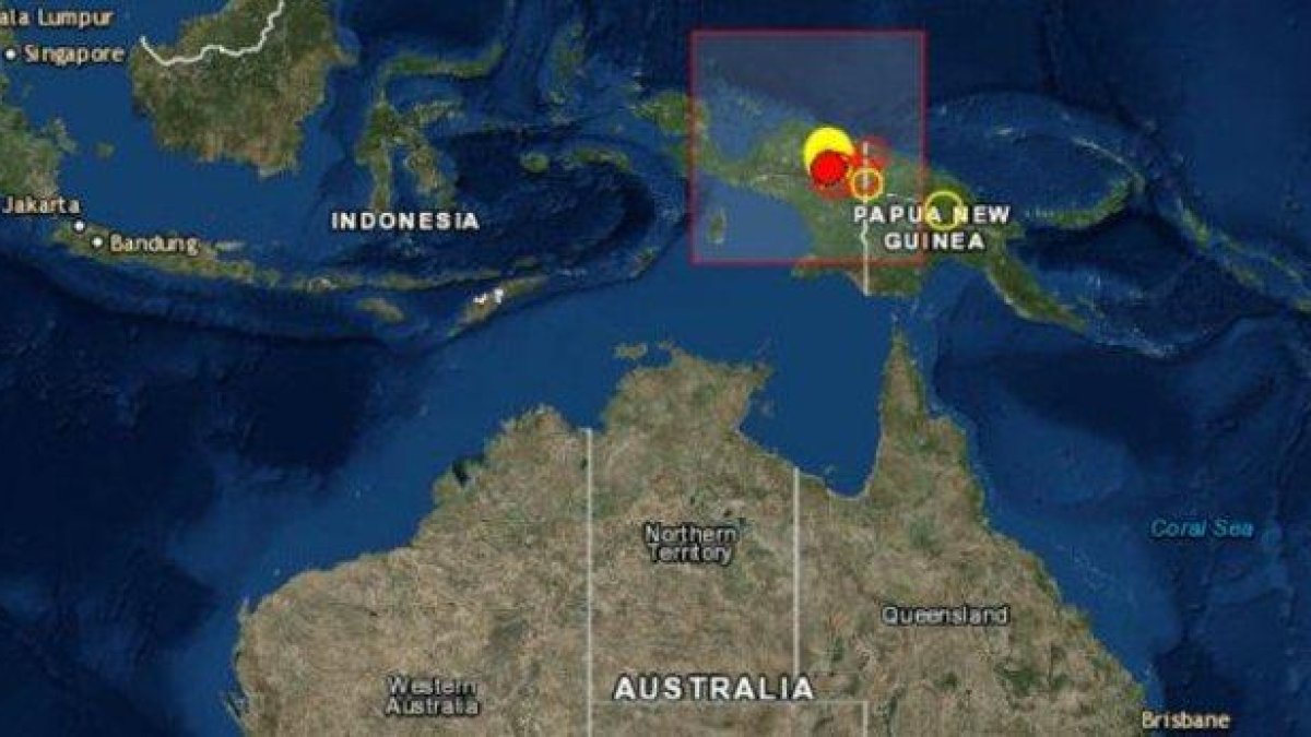 La zona del sismo en Nueva Guinea en Indonesia.-EL PERIÓDICO