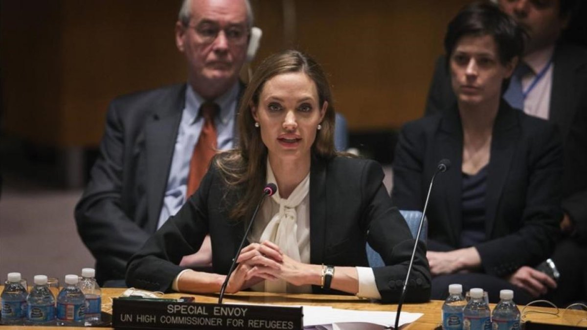 Angelina Jolie, en una de sus intervenciones en la ONU como enviada especial de ACNUR.-REUTERS / LUCAS JACKSON