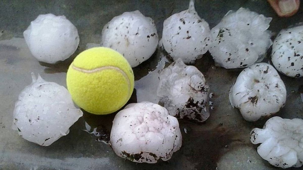 El tamaño del granizo caído en Zuñeda fue especialmente llamativo.-ECB
