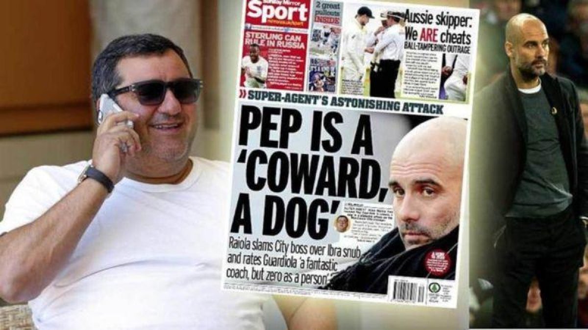 Raiola ha atacado a Guardiola en la prensa inglesa.-EL PERIÓDICO