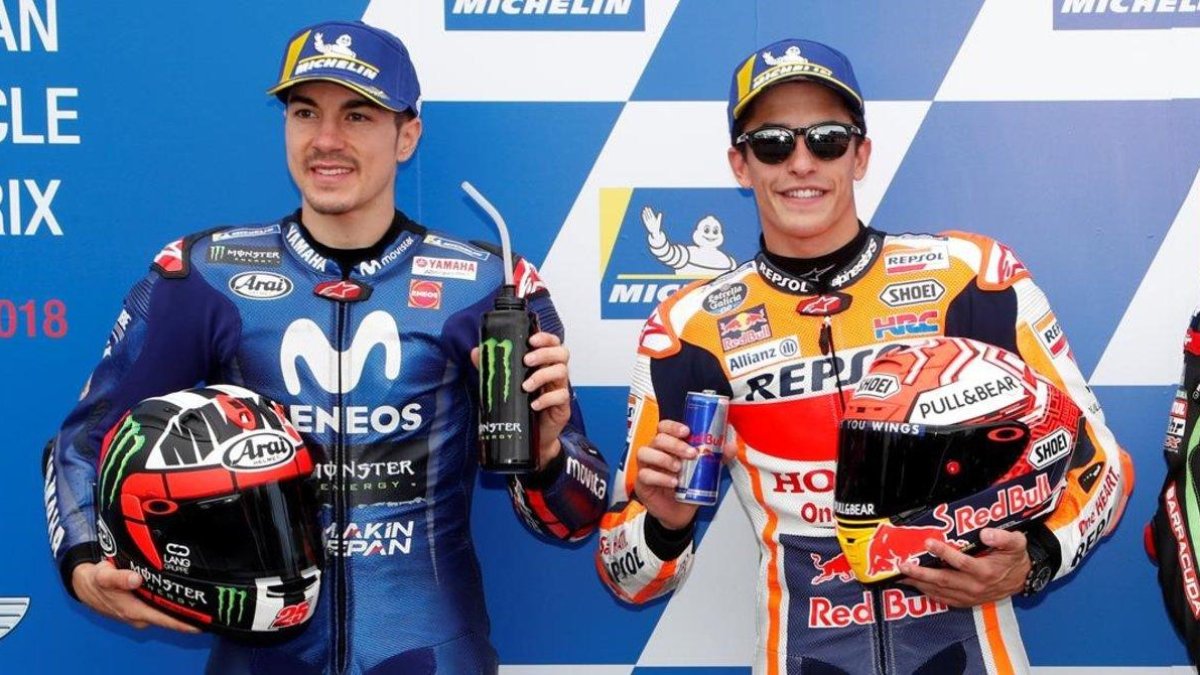Márquez, ayer, junto a Maverick Viñales-BRENDAN MALONE
