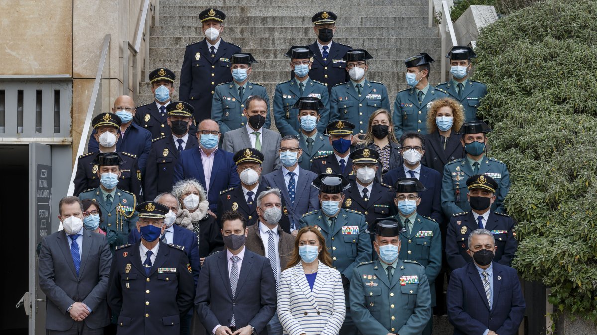 Instante de la reunión que Barcones mantenía con subdelegados del Gobierno, Policía y Guardia Civil. SANTI OTERO