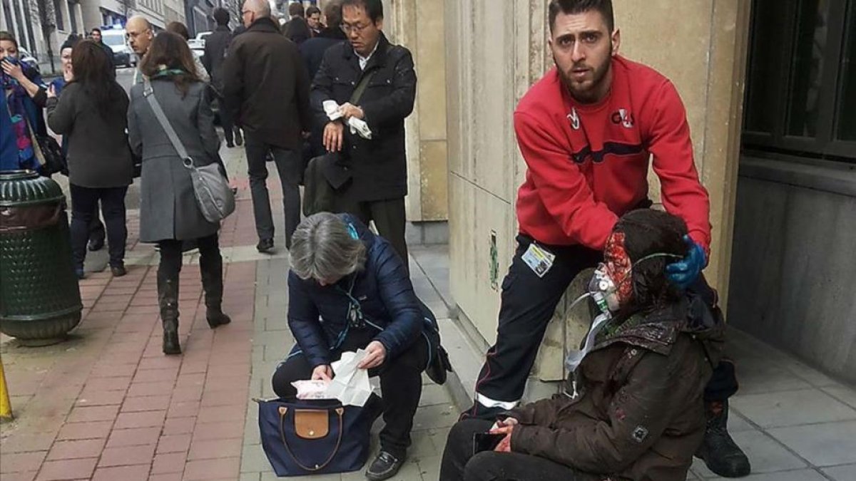 Heridos a las afueras de la estación de Maalbeek-AFP