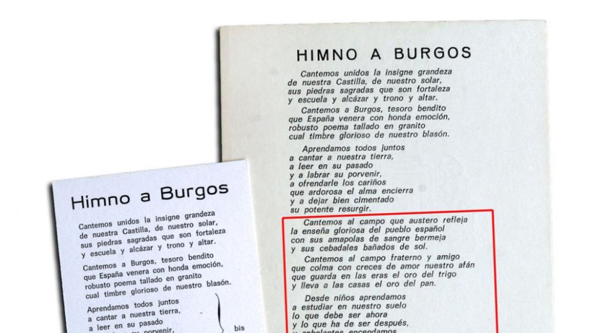 Letra del antes y el después del himno 'mutilado'.-