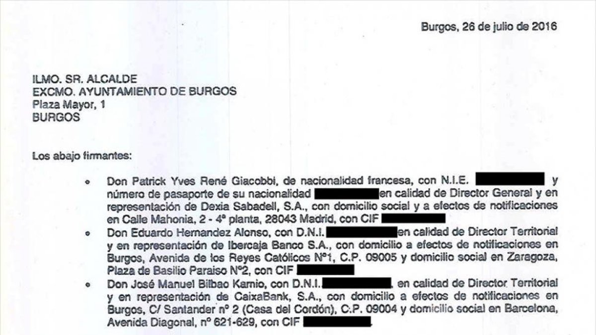 Reproducción del burofax que llegó ayer al Ayuntamiento.-