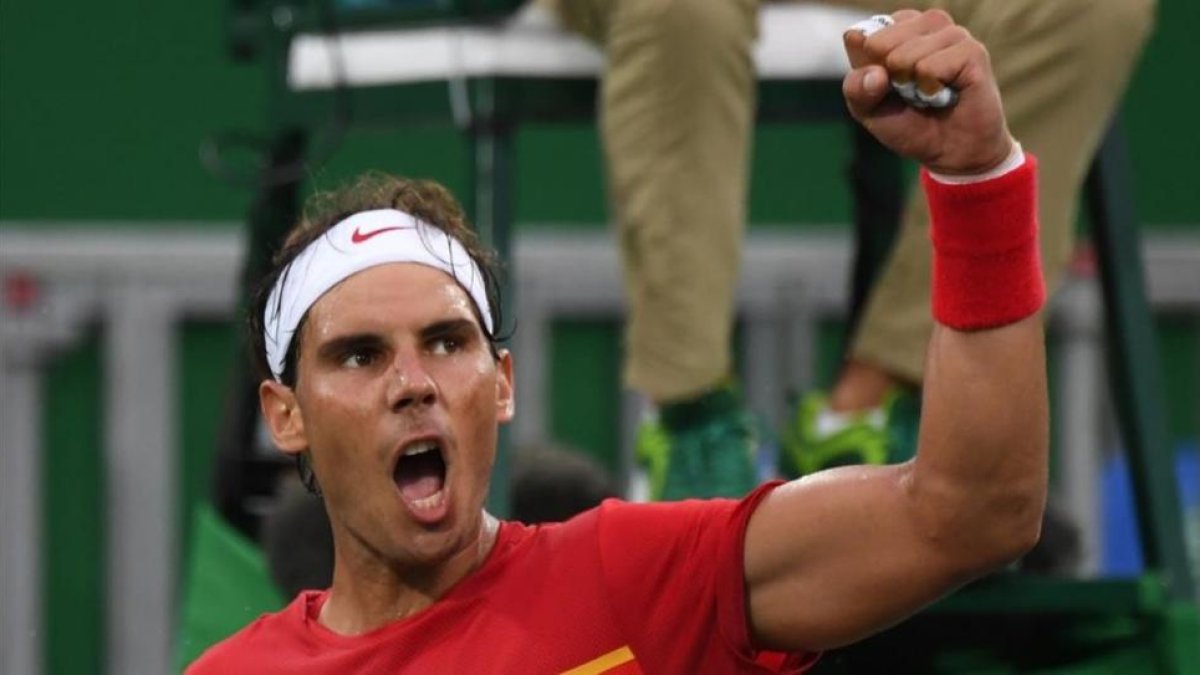 Euforia de Nadal tras superar la primera ronda de los Juegos de Río-2016.-AFP / MARTIN BERNETTI