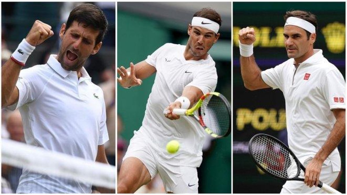 Djokovic, Nadal y Federer, en esta edición de Wimbledon.-AFP / EFE