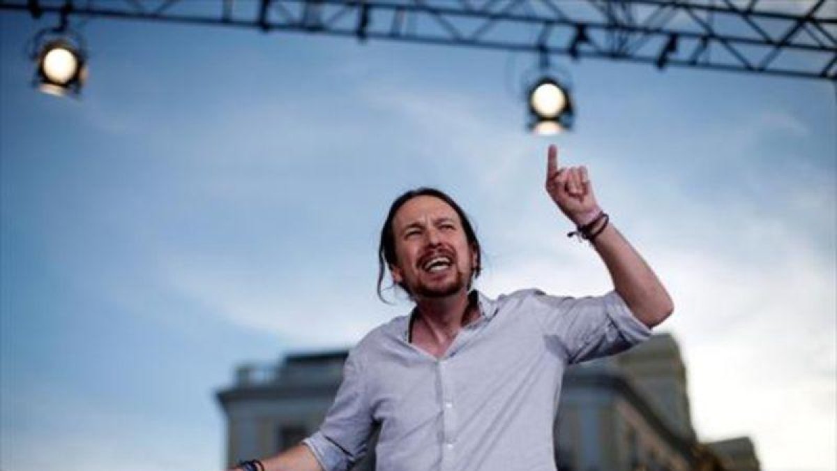 Pablo Iglesias, en el acto de Podemos en la Puerta del Sol de Madrid, el sábado pasado.-REUTERS / JUAN MEDINA