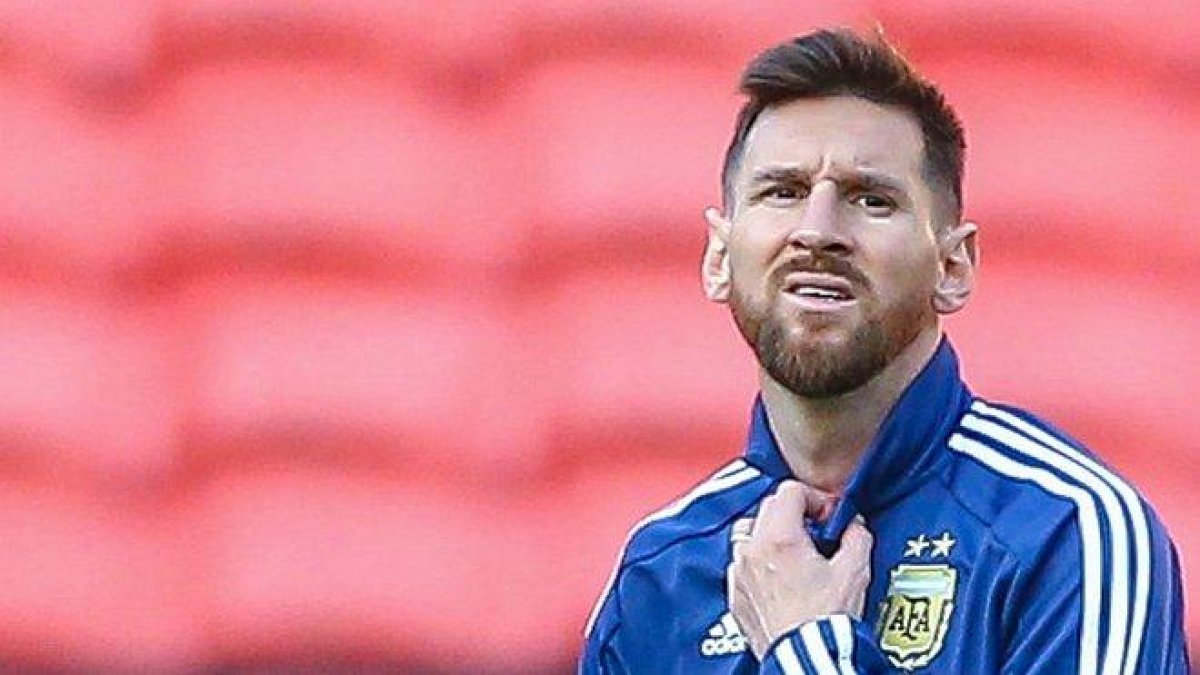 Messi, durante un entrenamiento con la selección argentina en Brasil.-