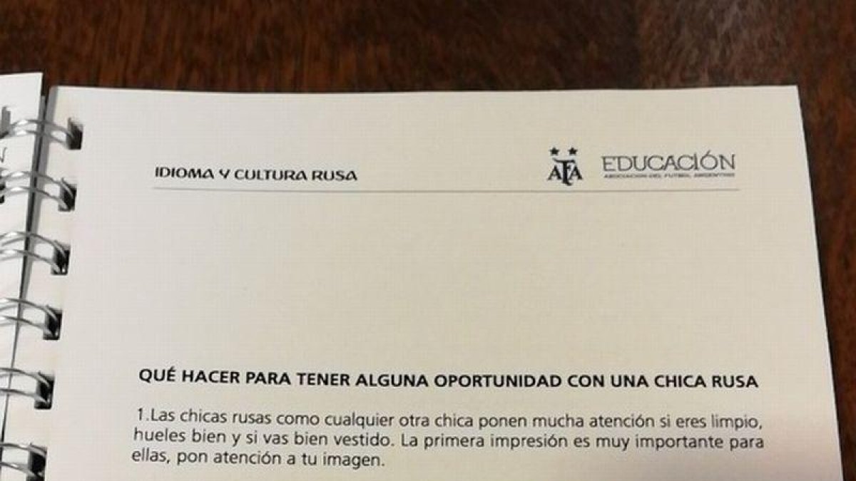 Uno de los apartados del manual de la AFA a los compatriotas argentinos de cara al Mundial de Rusia.-TWITTER