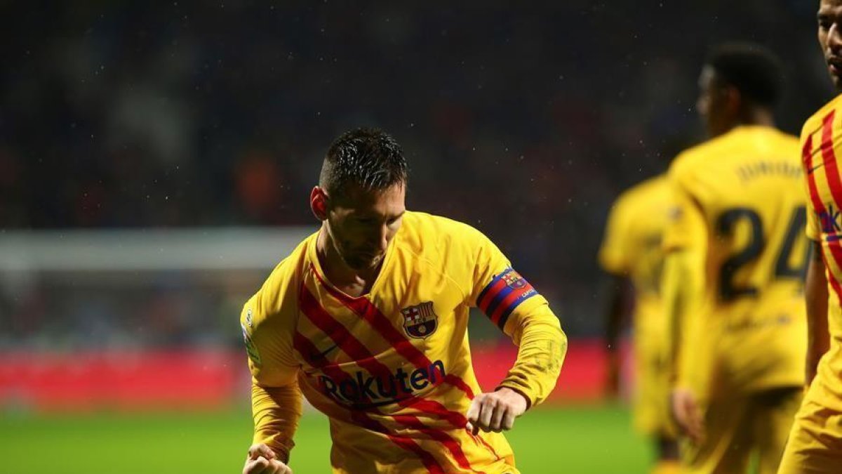 Messi celebra con rabia su gol.-EFE