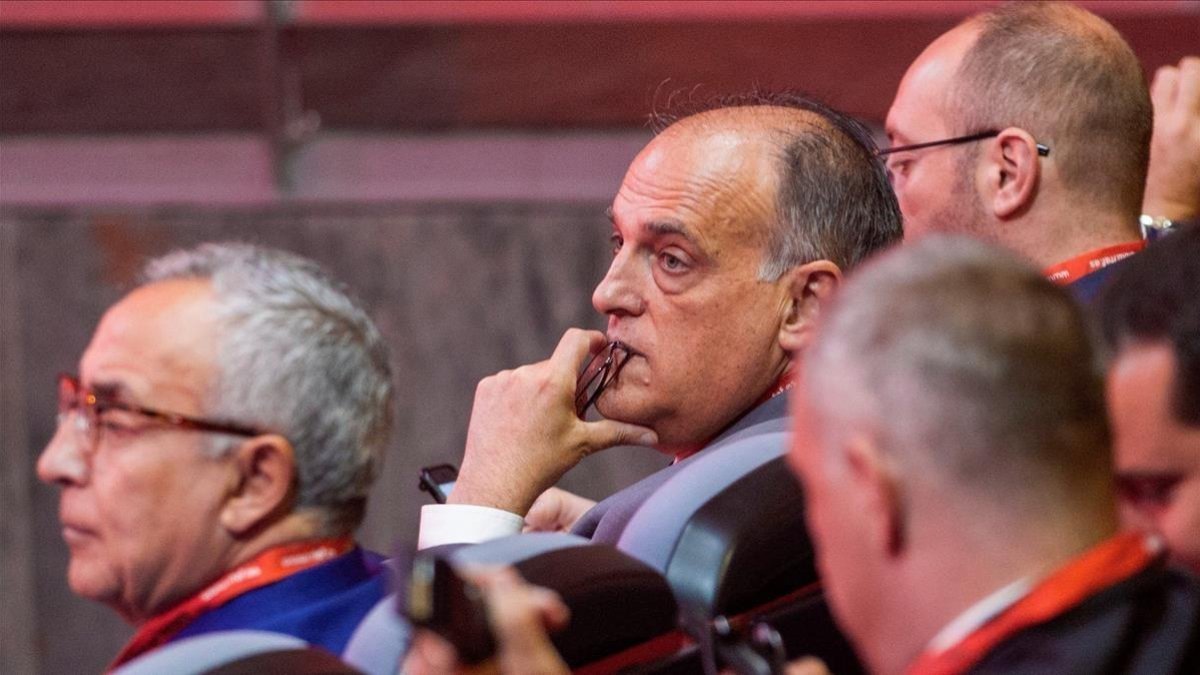 Tebas, en una reunión de la Liga-RODRIGO JIMÉNEZ