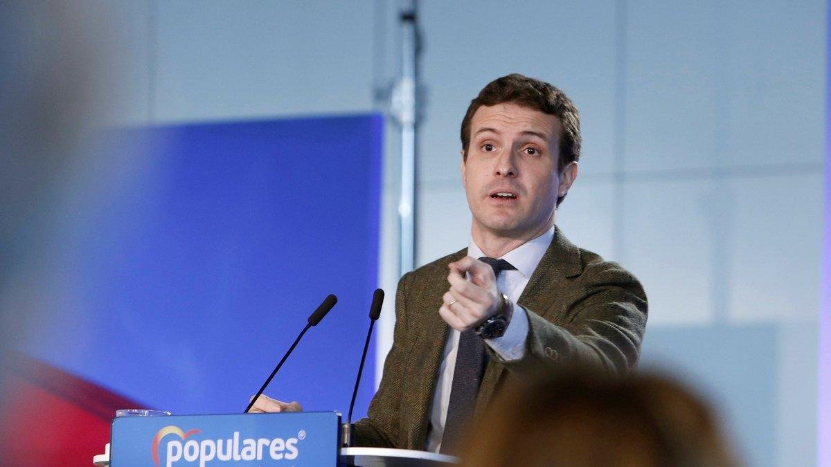 El presidente del PP, Pablo Casado.-EFE / JAVIER BELVER