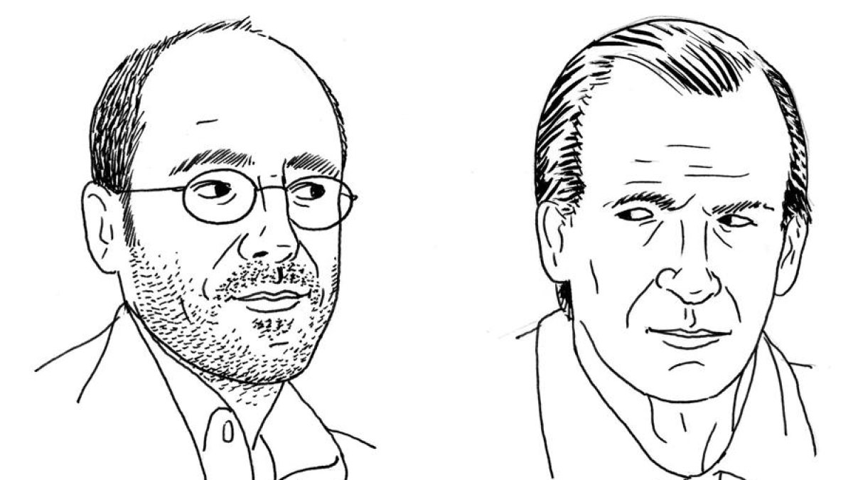 Óscar Esquivias y José Miguel Ullán dibujados por Pablo Gallo.-