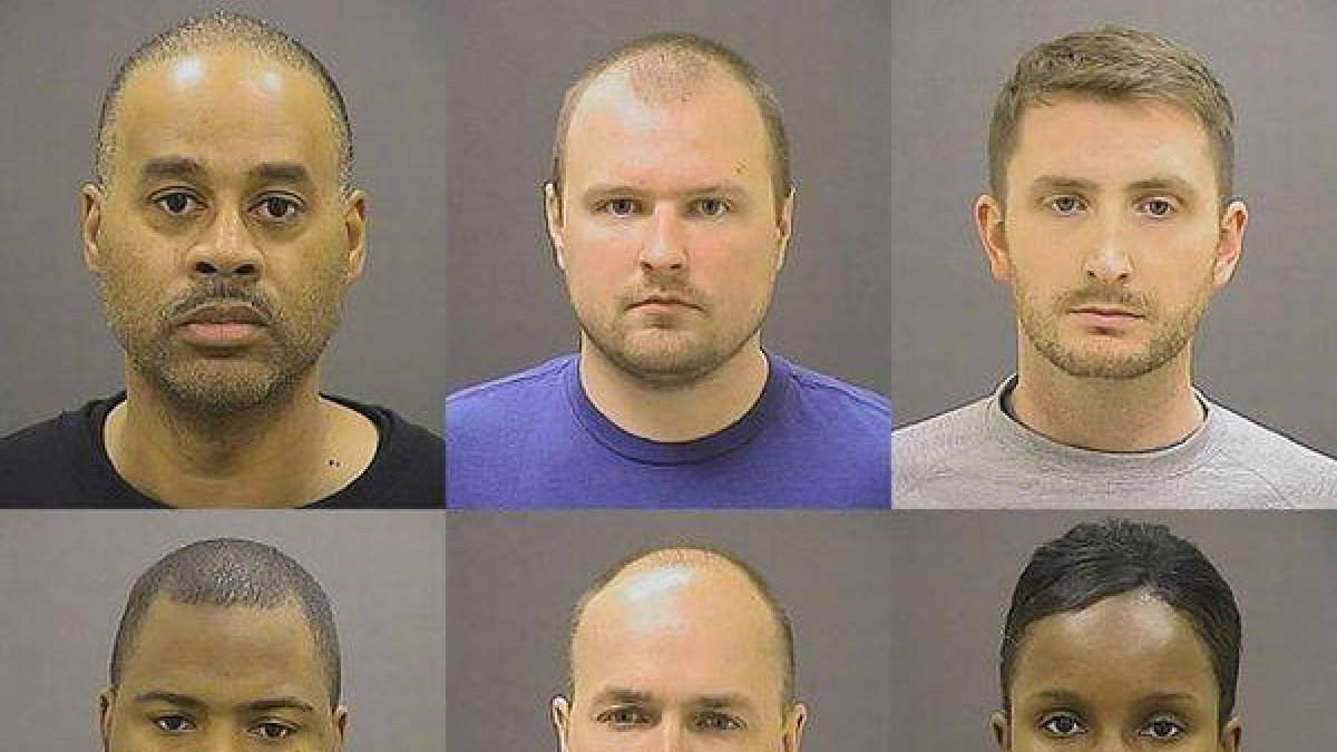 Los seis policías acusados de la muerte de Freddie Gray.-Foto: AP