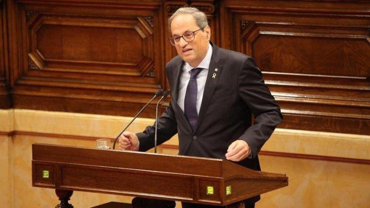El Presidente Quim Torra comparece en el Parlamento.-RICARD CUGAT