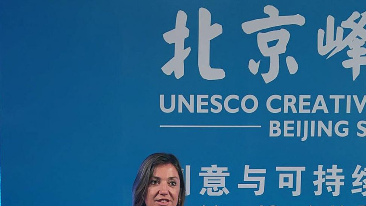 La concejal Carolina Blasco en su intervención en Pekín.-ECB