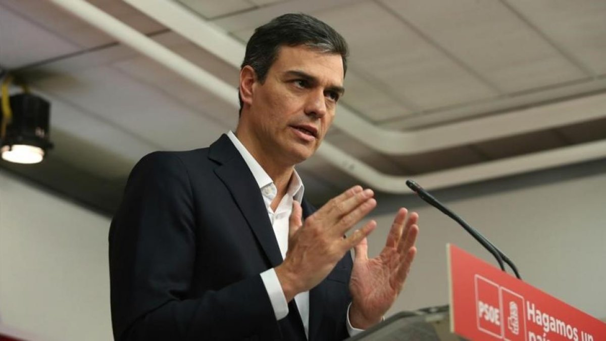 Sánchez, en la sede del PSOE-DAVID CASTRO