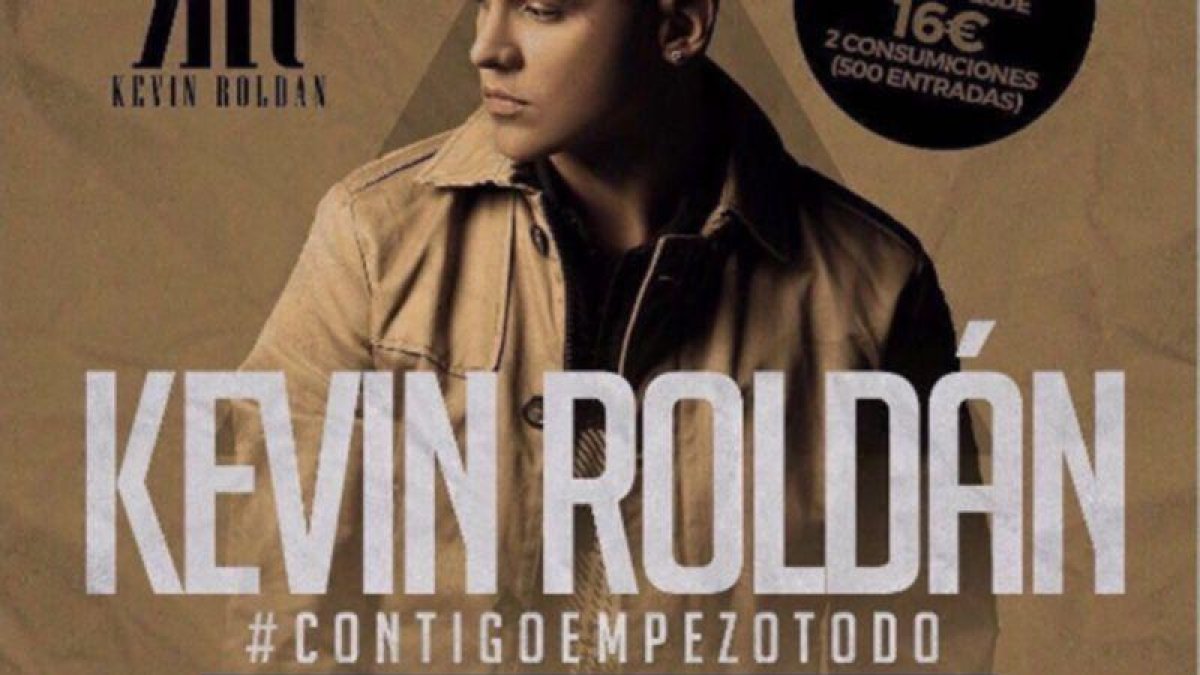 Cartel con el que Kevin Roldán promociona su gira por España.-