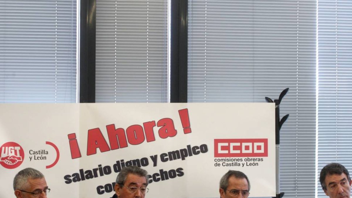 Los sindicatos UGT y CCOO presentan la campaña '¡Ahora! Salario digno y empleo con derechos'-Ical