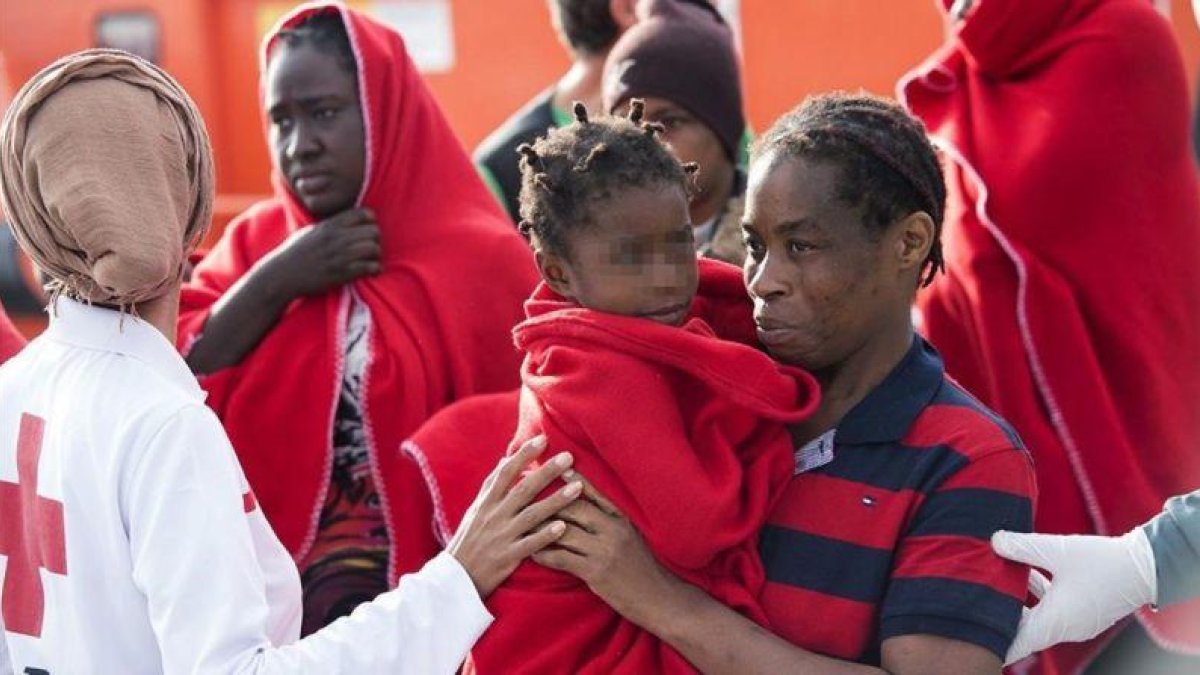 Primeros auxilios a los integrantes de una patera arribada al puerto de Motril, en Granada.-MIGUEL PAQUET (EFE)