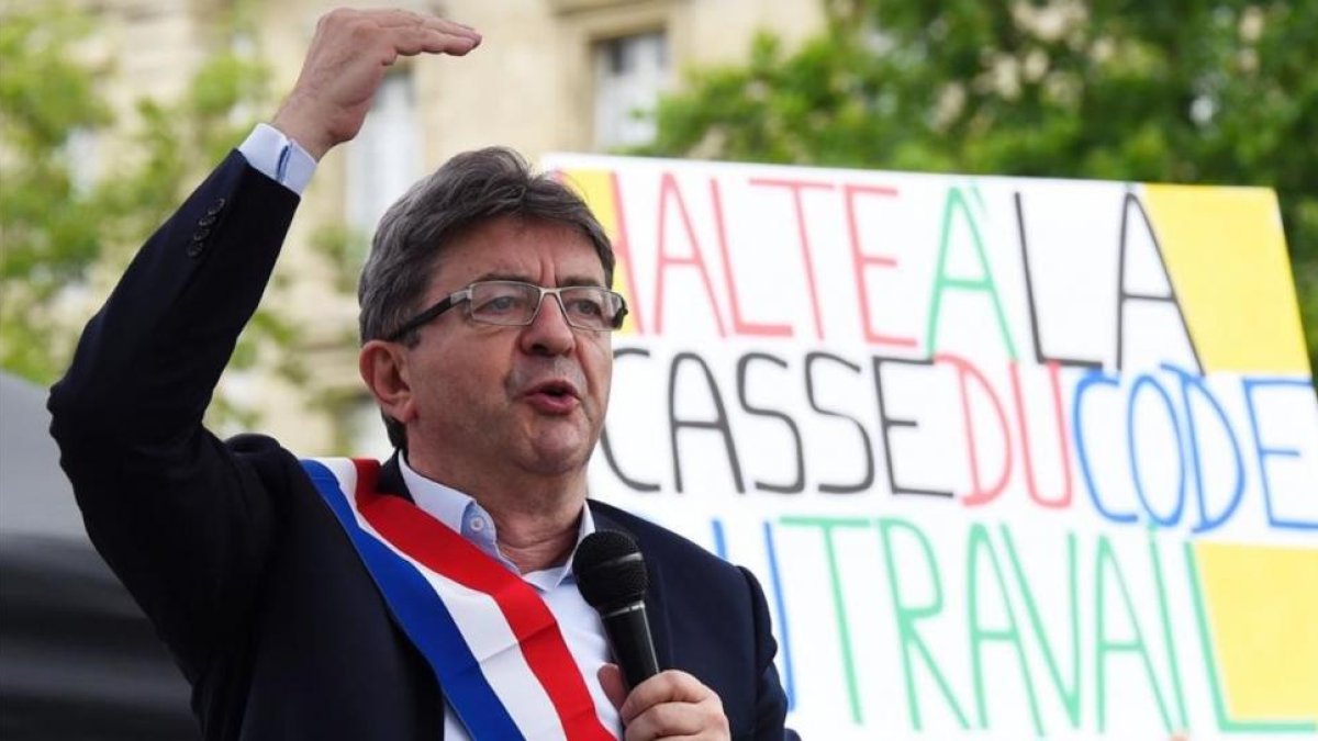 El candidato de Francia Insumisa, Jean Luc Melenchon en un mítin.-BERTRAND GUAY