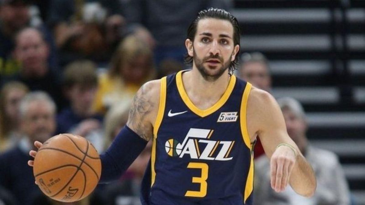 Ricky Rubio, en un partido de los Jazz.-EL PERIÓDICO