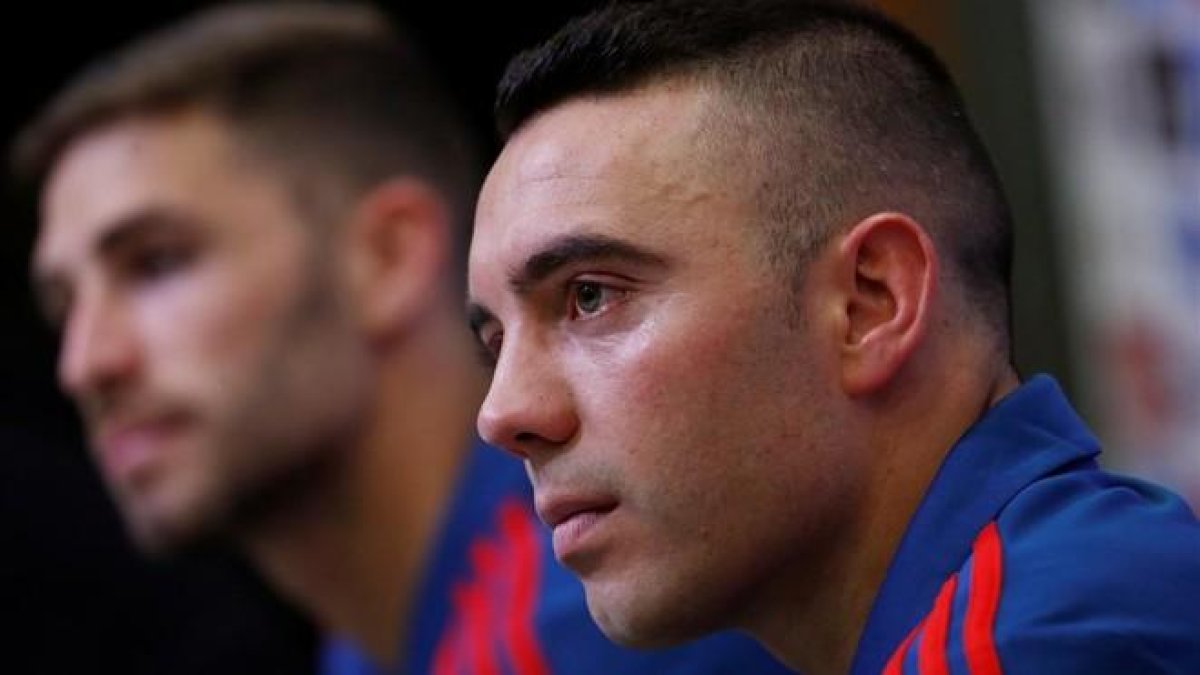 Aspas, en rueda de prensa junto a Yeray-JUAN MEDINA (EFE)