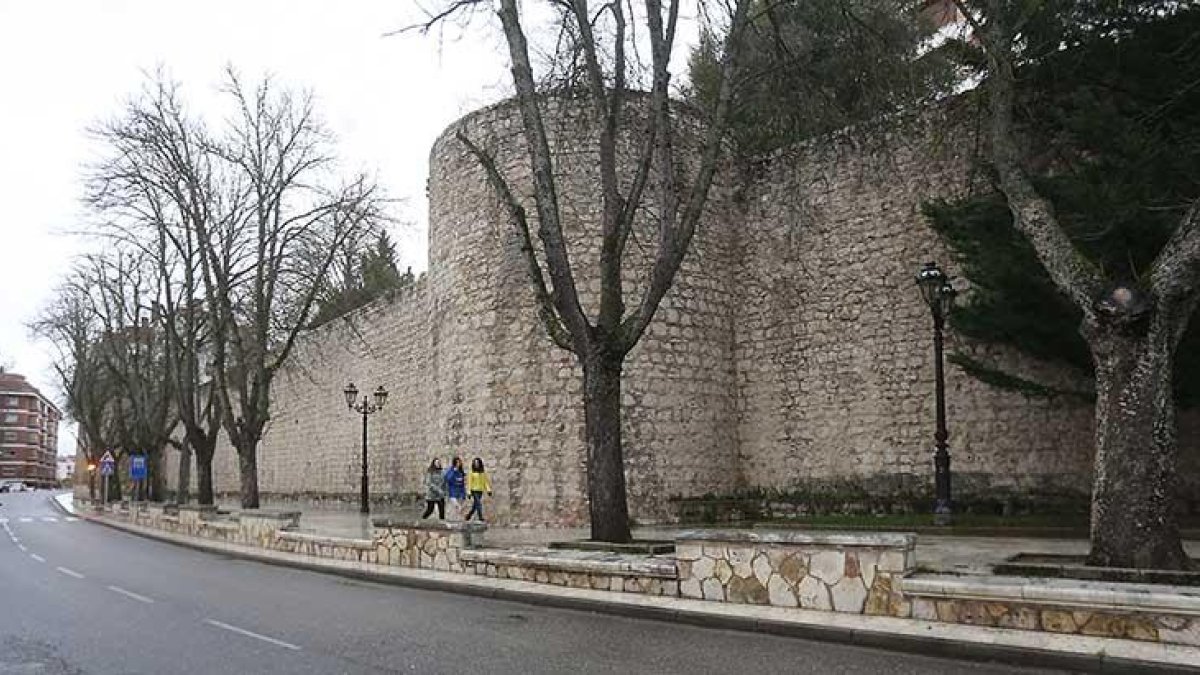 La muralla de Burgos a la altura del paseo de Los Cubos.-RAÚL G. OCHOA
