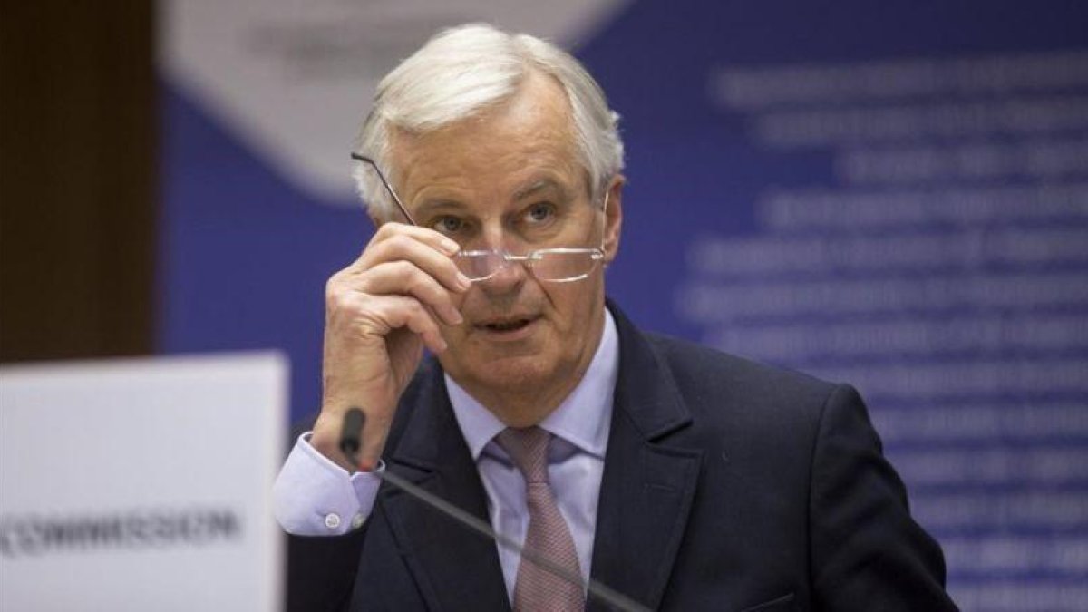 Michel Barnier, en su comparecencia ante el Comité de las Regiones, en Bruselas-EFE / OLIVIER HOSLET