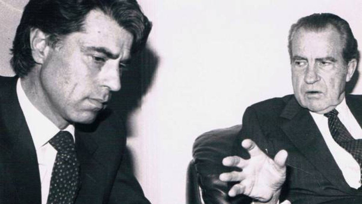 El periodista Jesús Hermida con el expresidente de los EEUU Richard Nixon.-