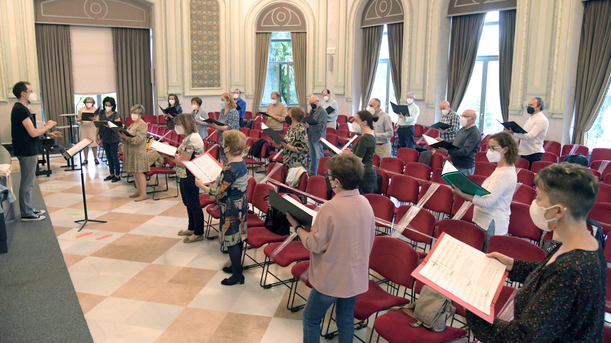 Imagen del ensayo de ayer en la Sala Polisón. ECB