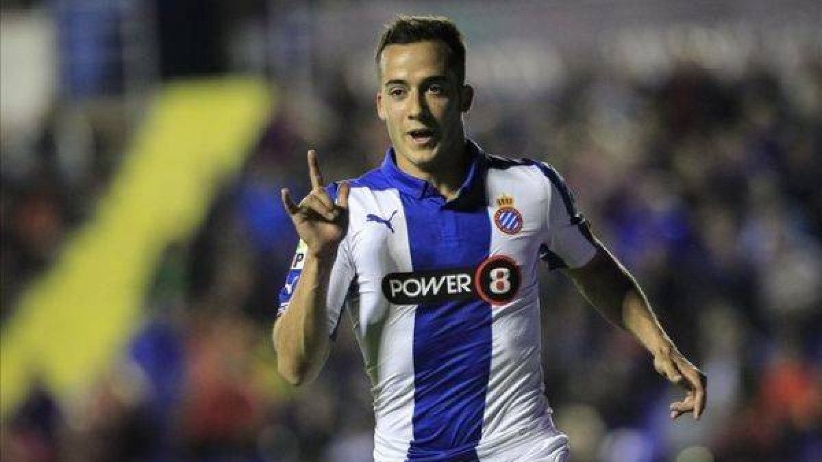Lucas Vázquez celebra un gol con el Espanyol.-Foto: MIGUEL LORENZO