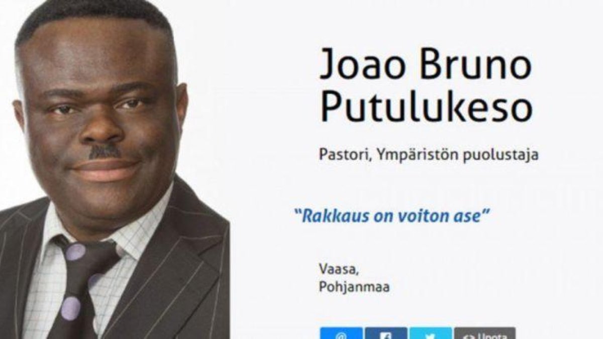 Joao Bruno Putulukeso, candidato del partido ultranacionalista Verdaderos Finlandeses.-