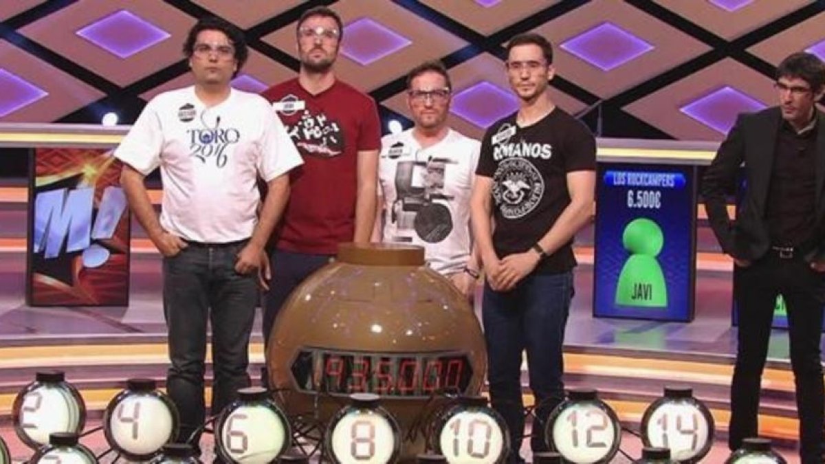 Héctor Miguel Paramio, Javier Miralles, Rubén Calvo y Alfredo Mayo, Los Rockcampers, en el concurso '¡Boom'!, de Antena 3.-