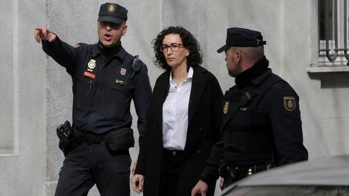 Marta Rovira a su llegada al Tribunal Supremo.-/ JUAN MANUEL PRATS