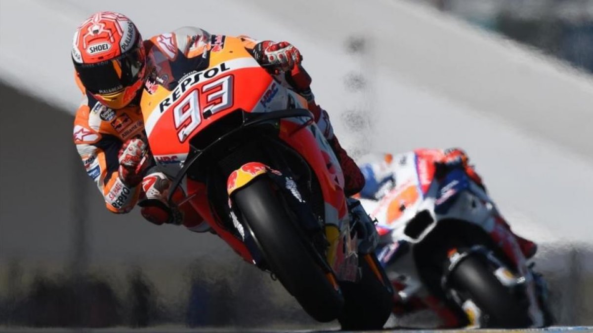 Márquez logra su tercera victoria seguida del mundial en Le Mans.-JEAN-FRANCOIS MONIER