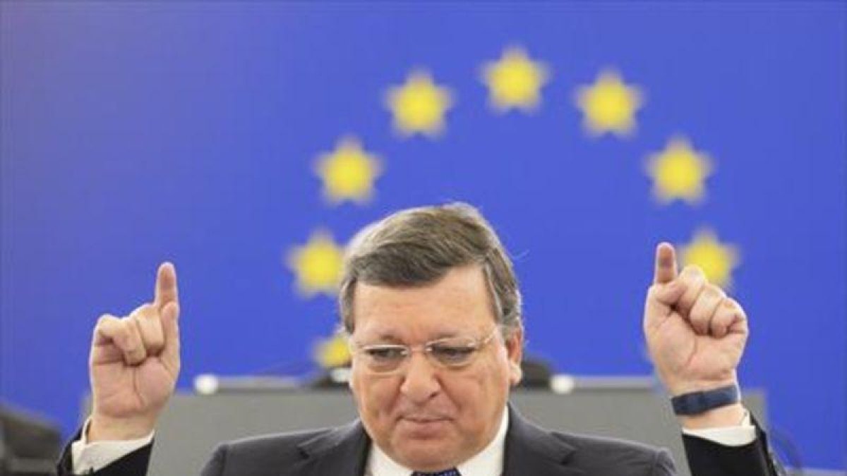 Barroso, durante su último discurso como presidente de la Comisión Europea, en octubre del 2014.-EFE / PATRICK SEEGER