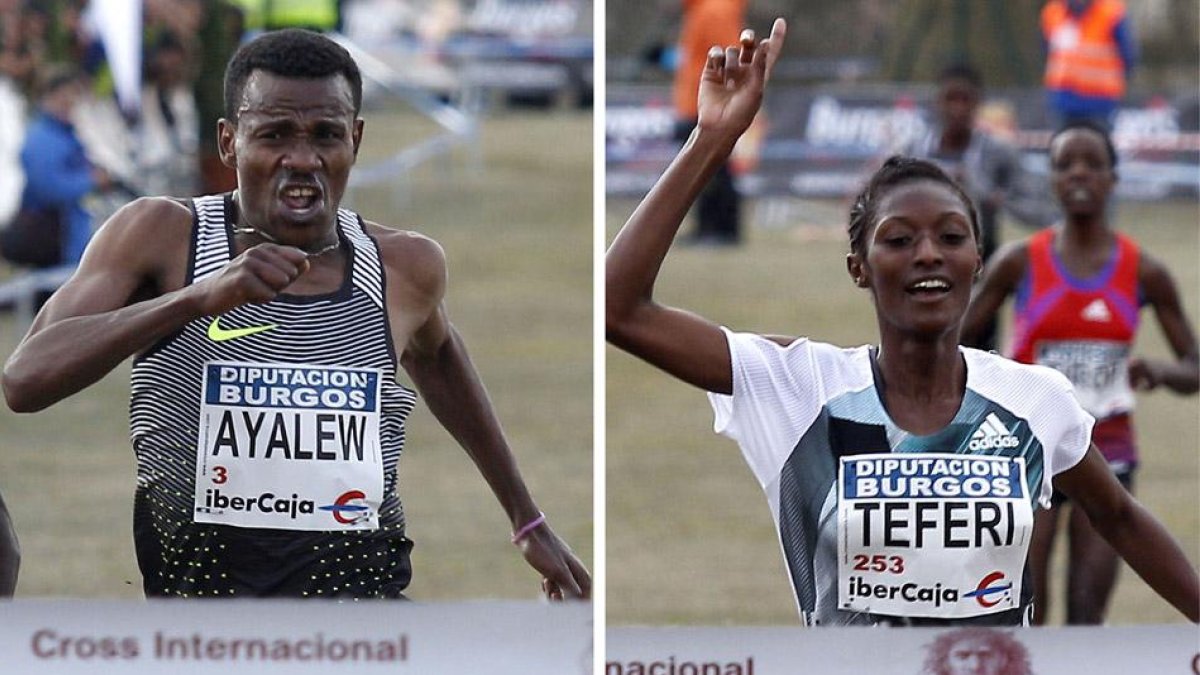 Ayalew y Teferi cruzan la meta en la edición de 2016.-SANTI OTERO
