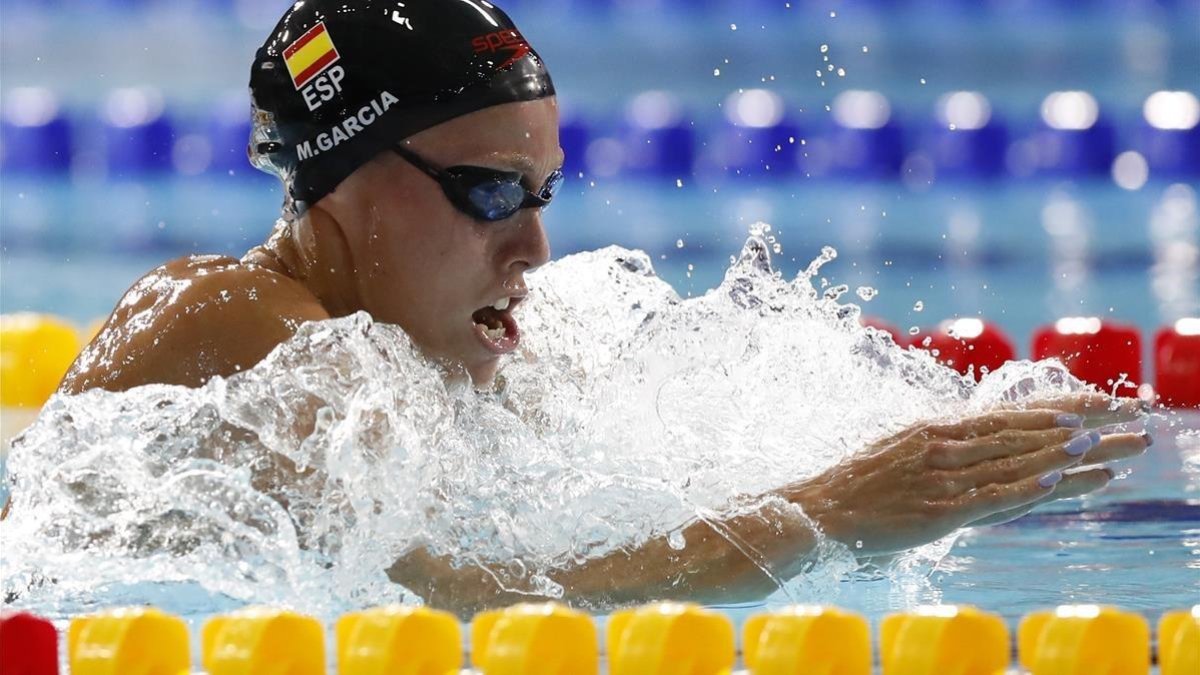 Marina García, en su semifinal de los 200 braza. /-AP / DARKO BANDIC