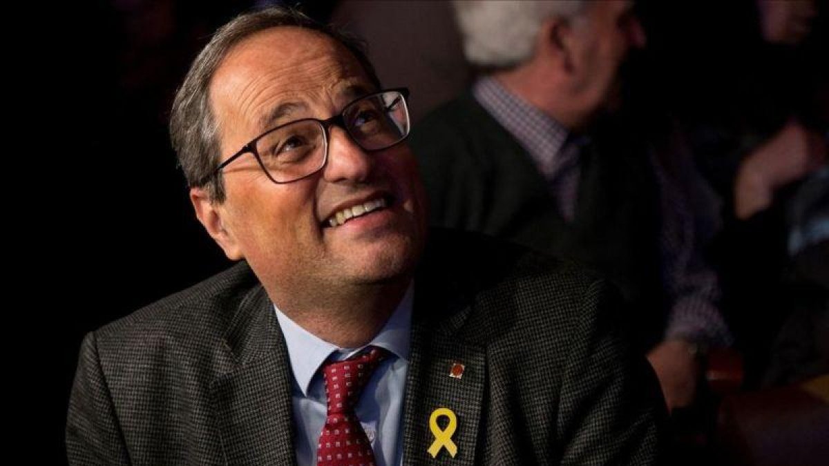 El presidente de la Generalitat, Quim Torra, en la presentación de la candidatura de JxCat a la alcaldía de Barcelona.-EFE / QUIQUE GARCÍA