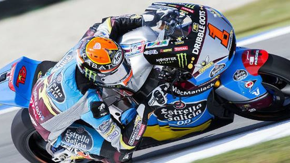 Tito Rabat conduciendo su Kalex en el Grand Prix de Moto2 en Assen.-Foto: VINCENT JANNINK / AP