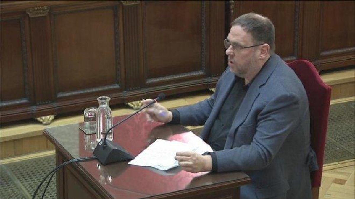 Junqueras, durante el turno de última palabra.-ACN