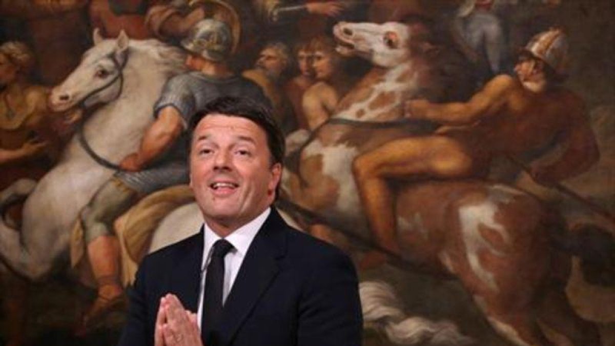 Renzi, durante el acto de renuncia al cargo de primer ministro, en el palacio Chigi, el pasado diciembre.-REUTERS / ALESSANDRO BIANCHI