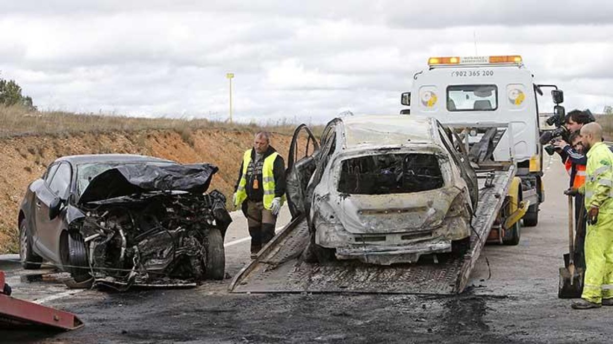 Imagen de un accidente registrados en la carretera Burgos-Aguilar.-RAÚL G. OCHOA