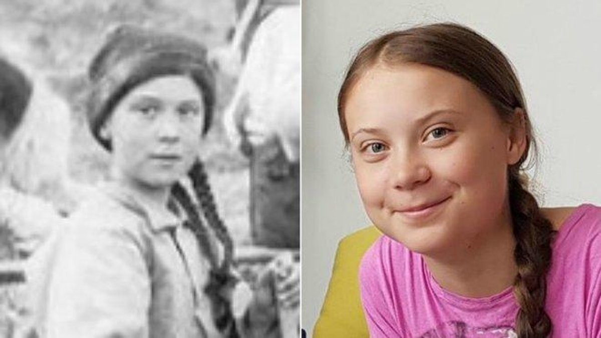 Una foto del archivo de la Universidad de Washington muestra a una chica con un asombroso parecido a la activista sueca Greta Thunberg.-
