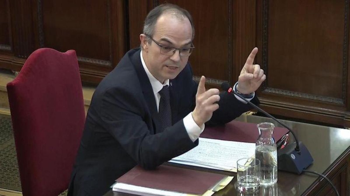 Captura de la señal institucional del Tribunal Supremo con la declaración de Jordi Turull.-EFE / TRIBUNAL SUPREMO
