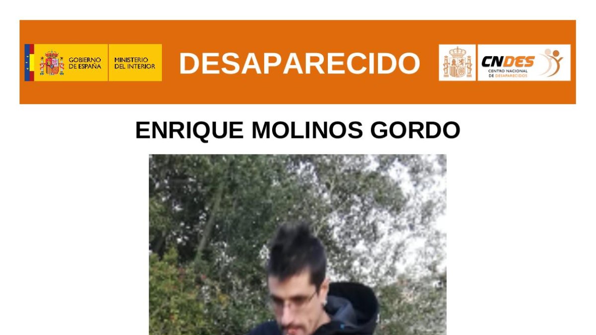 Imagen del cartel de búsqueda de Enrique Molinos